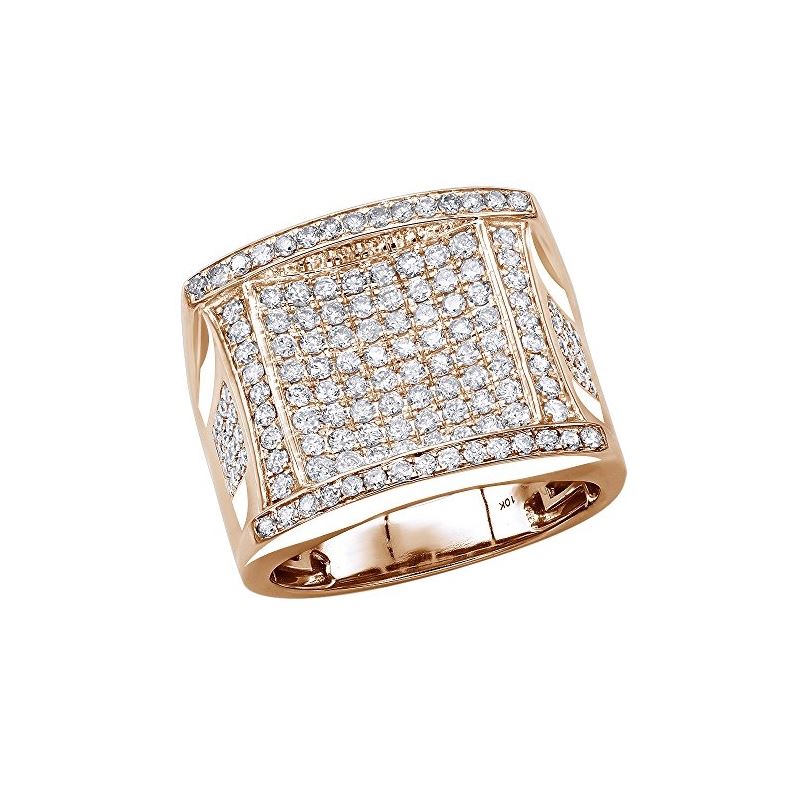 10K Gold Affordable Statement Mens Diamond Band Pinky Ring 2Ctw (Rose ...